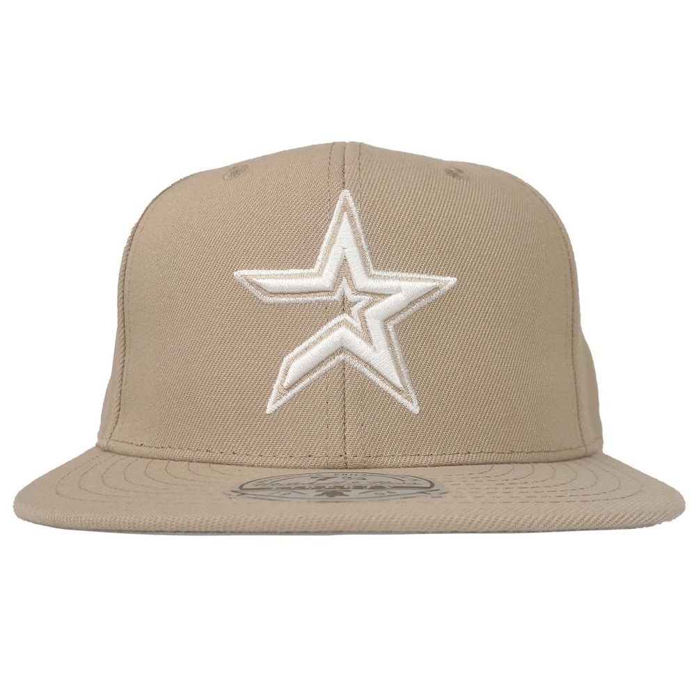 Houston Astros Mitchell & Ness MLB Fitted 7 3/4 Flatbill Cap Hat Khaki‎ NWT